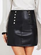 Romwe Faux Leather Zip Back Skirt