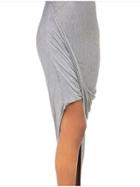 Romwe Grey Asymmetric Draped Skirt