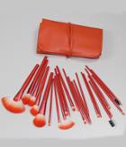Romwe 24pcs Pro Makeup Brushes Cosmetic Make Up Brush Set With Bag-orange