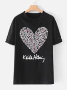 Romwe Printed Cuffed Tee