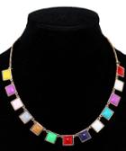 Romwe Colorful Gemstone Necklace