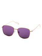 Romwe Gold Delicate Frame Purple Lens Sunglasses