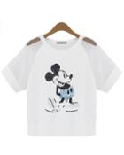 Romwe White Sheer Mesh Sequined Mickey T-shirt
