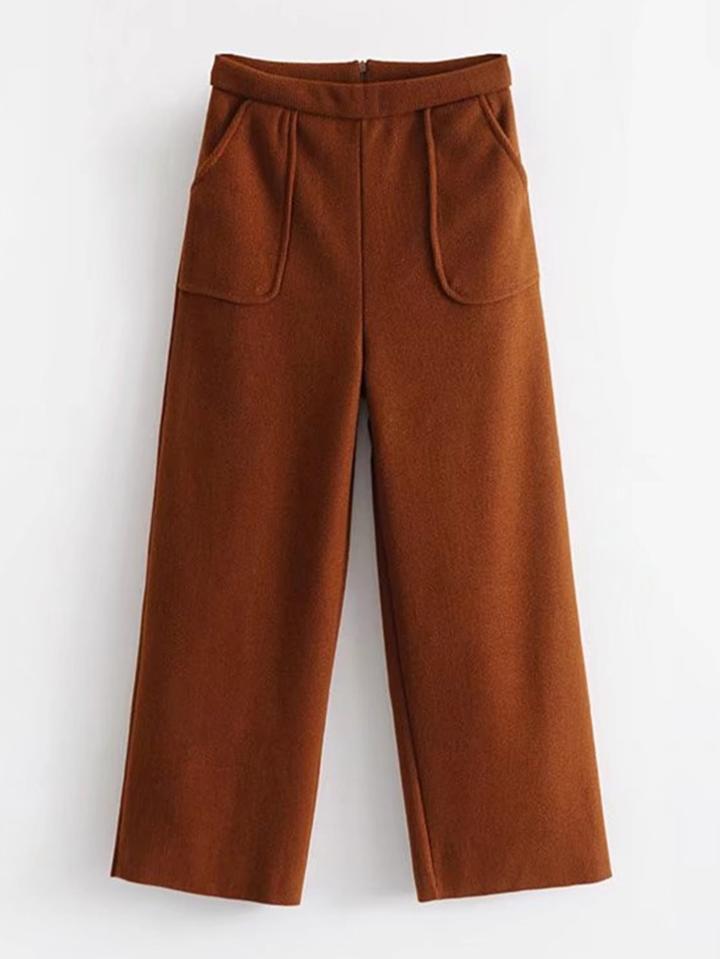 Romwe Wide Leg Woolen Blend Pants