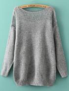 Romwe Off The Shoulder Mohair Oversize Sweater