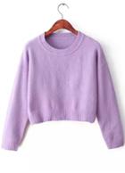 Romwe Crop Knit Purple Sweater