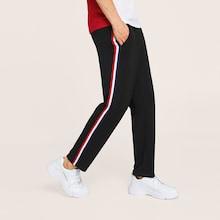 Romwe Guys Drawstring Waist Contrast Striped Tape Side Sweatpants
