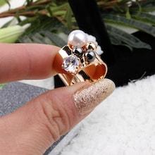 Romwe Rhinestone & Ball Decorated Wide Ring