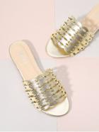 Romwe Laser Cut Rivet Detail Slides