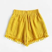Romwe Plus Pom Pom Solid Shorts