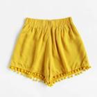 Romwe Plus Pom Pom Solid Shorts
