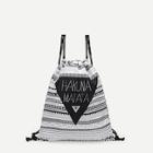Romwe Geometric And Letter Print Drawstring Backpack