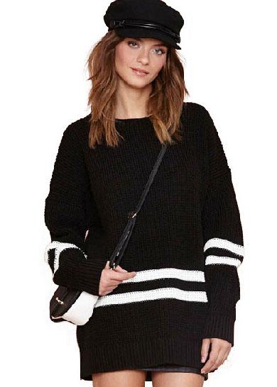 Romwe Striped Loose Knit Sweater