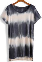 Romwe Tie-dye Side Split T-shirt