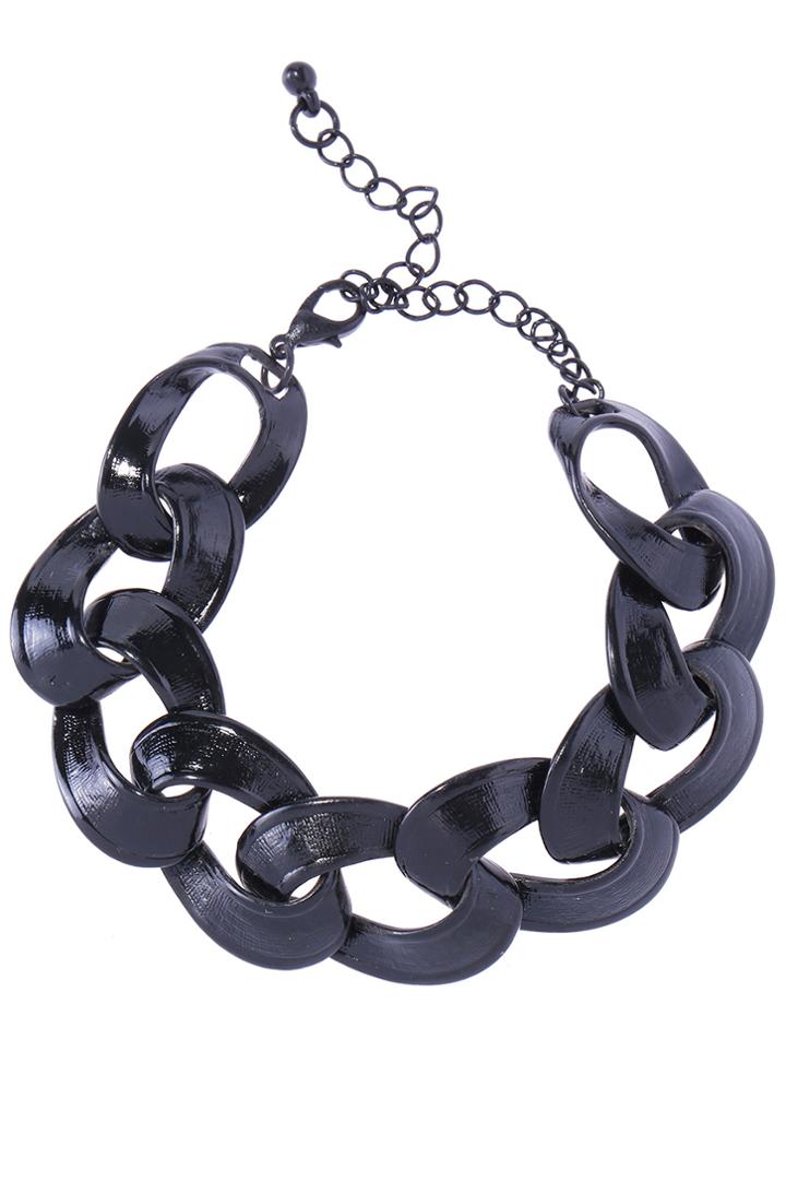 Romwe Black Chain Bracelet