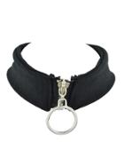Romwe Black Elastic Rope Wide Choker Zipper Necklaces