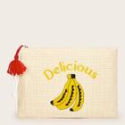 Romwe Banana Pattern Tassel Fringe Hem Bag