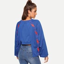 Romwe Split Back Crop Sweatshirt