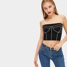 Romwe Contrast Trim Tube Top