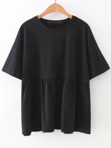 Romwe Elbow Sleeve Smock Blouse