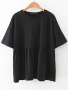 Romwe Elbow Sleeve Smock Blouse
