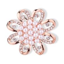 Romwe Faux Pearl Flower Scarf Clip