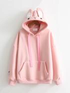 Romwe Kangaroo Pocket Rabbit Design Hoodie