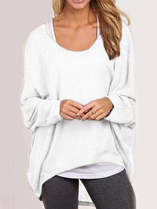 Romwe High Low Loose White T-shirt