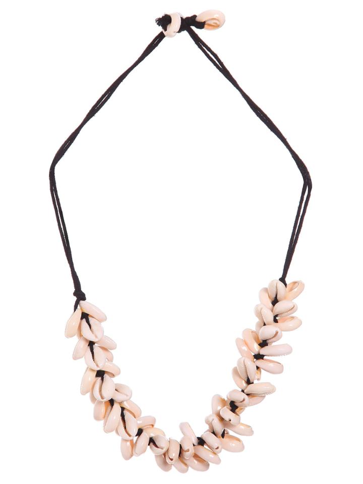 Romwe Pink Little Shell Beaded String Necklace