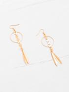 Romwe Leaf & Sequin Design Drop Earrings