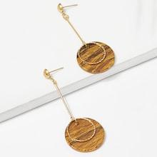 Romwe Round Detail Hoop Drop Earrings