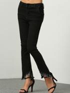 Romwe Frayed Bell-bottom Denim Pant