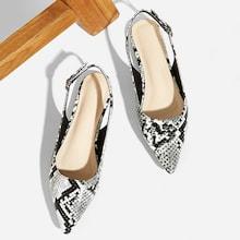 Romwe Snakeskin Pattern Slingback Flats