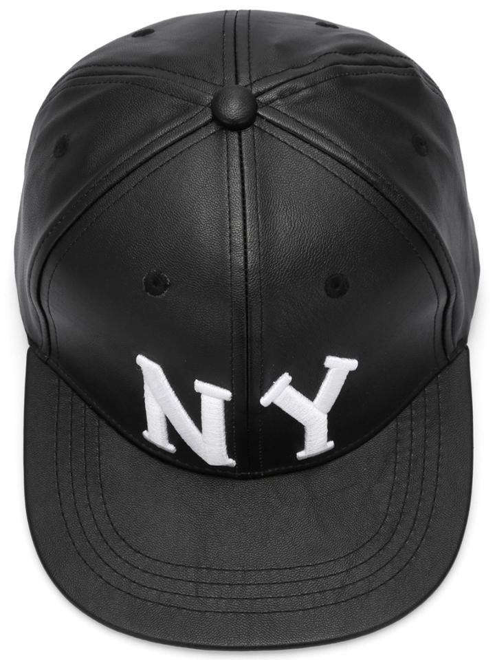 Romwe Black Pu Leather Ny Cap