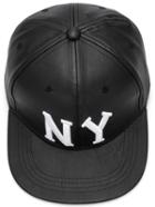 Romwe Black Pu Leather Ny Cap
