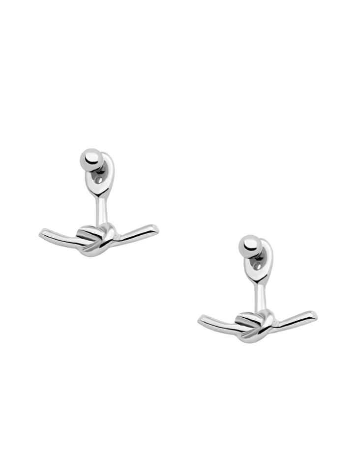 Romwe Silver Plated Knot Design Stud Earrings