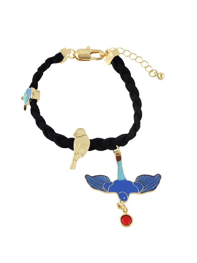 Romwe Enamel Eagle Black Suede Chain Bracelet