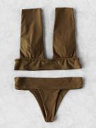Romwe Braided Strap Plunge Neckline Bikini Set