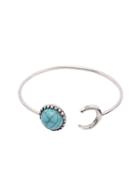 Romwe Turquoise Featured Silver Open-end Bangle