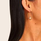 Romwe Faux Pearl Detail Hoop Earrings 1pair