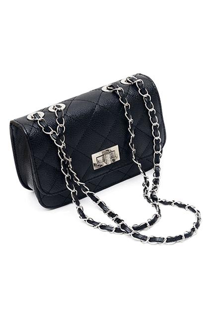 Romwe Double Chain Straps Buckled Bag