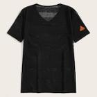 Romwe Guys Patched Eyelet Tee