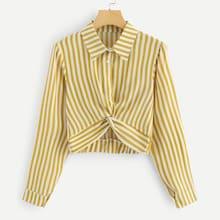 Romwe Twist Front Striped Blouse