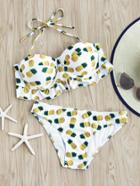 Romwe Pineapple Print Fuller Bust Bikini Set