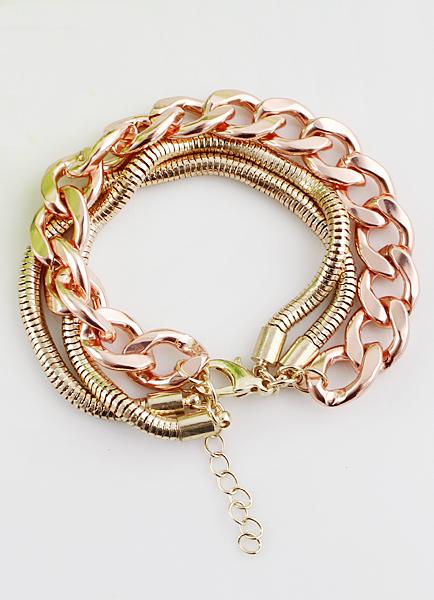 Romwe Gold Multilayer Chain Bracelet