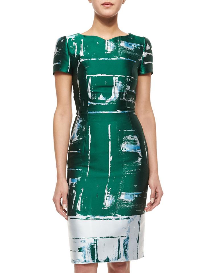 Romwe Green Round Neck Short Sleeve Dress