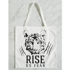 Romwe Slogan And Tiger Print Tote Bag