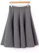 Romwe Pleated Midi Grey Skirt