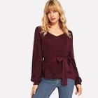 Romwe High Low V-neck Sweater