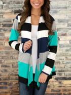Romwe Striped Color-block Cardigan